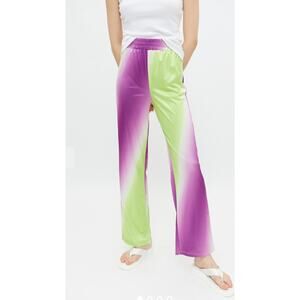 Hosbjerg Cisalo Ombre Pull-On Pant Satin Look Green Purple Stretch Lounge Size S